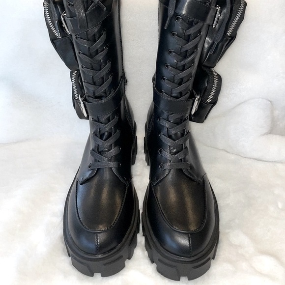 AWANG x Dolls Kill Tactical Double Zippered Pouch Knee High Combat Boots - NWT - Picture 6 of 10